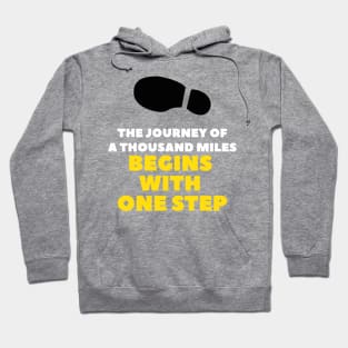 The journey of a thousand miles begins with one step T Shirt, Footprints Tee Shirts Hoodie